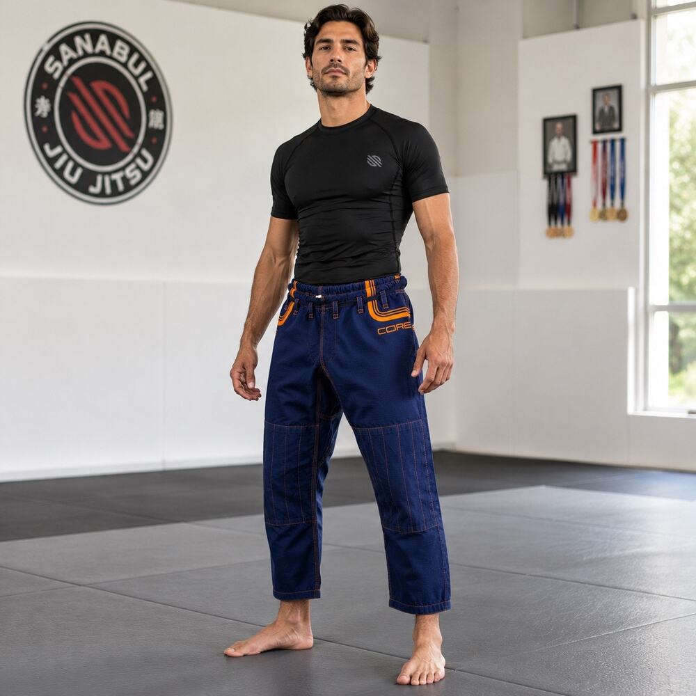 Sanabul CORE BJJ Gi Pants A1 Navy Orange Brazilian Jiu Jitsu Grappling